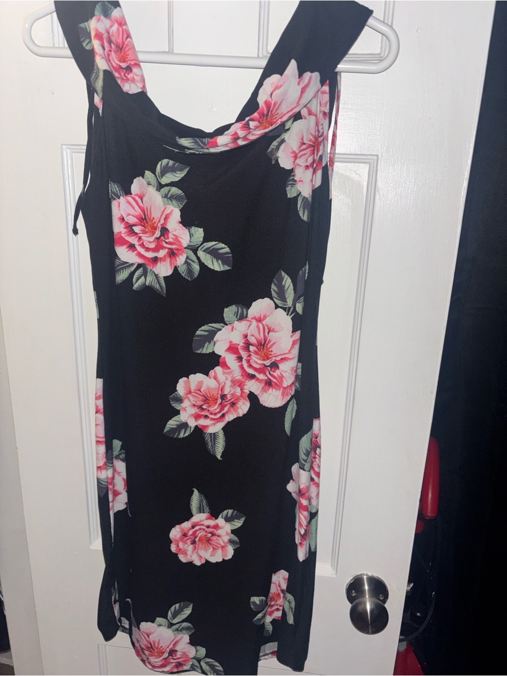 No Boundaries Black Midi Dress with Pink Floral Print